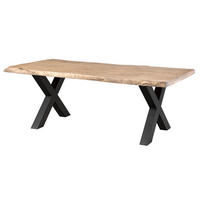 BAUMTISCH Mango 240x100x77 beige lackiert / X-Beine anthrazit matt FREEFORM 5 - Beige, Holz (240/100/77cm) - Massivmoebel24