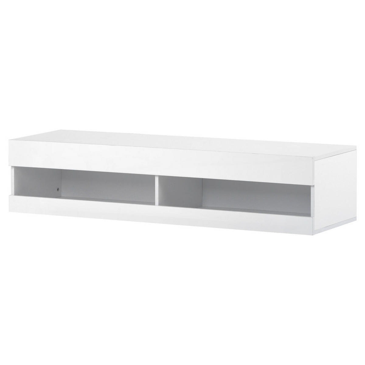 TV-SCHRANK 140x40cm Lowboard Hochglanzweiß LED-Beleuchtung Stauraum - Weiß, Holz (51.5/12/150.5cm) - FLIEKS