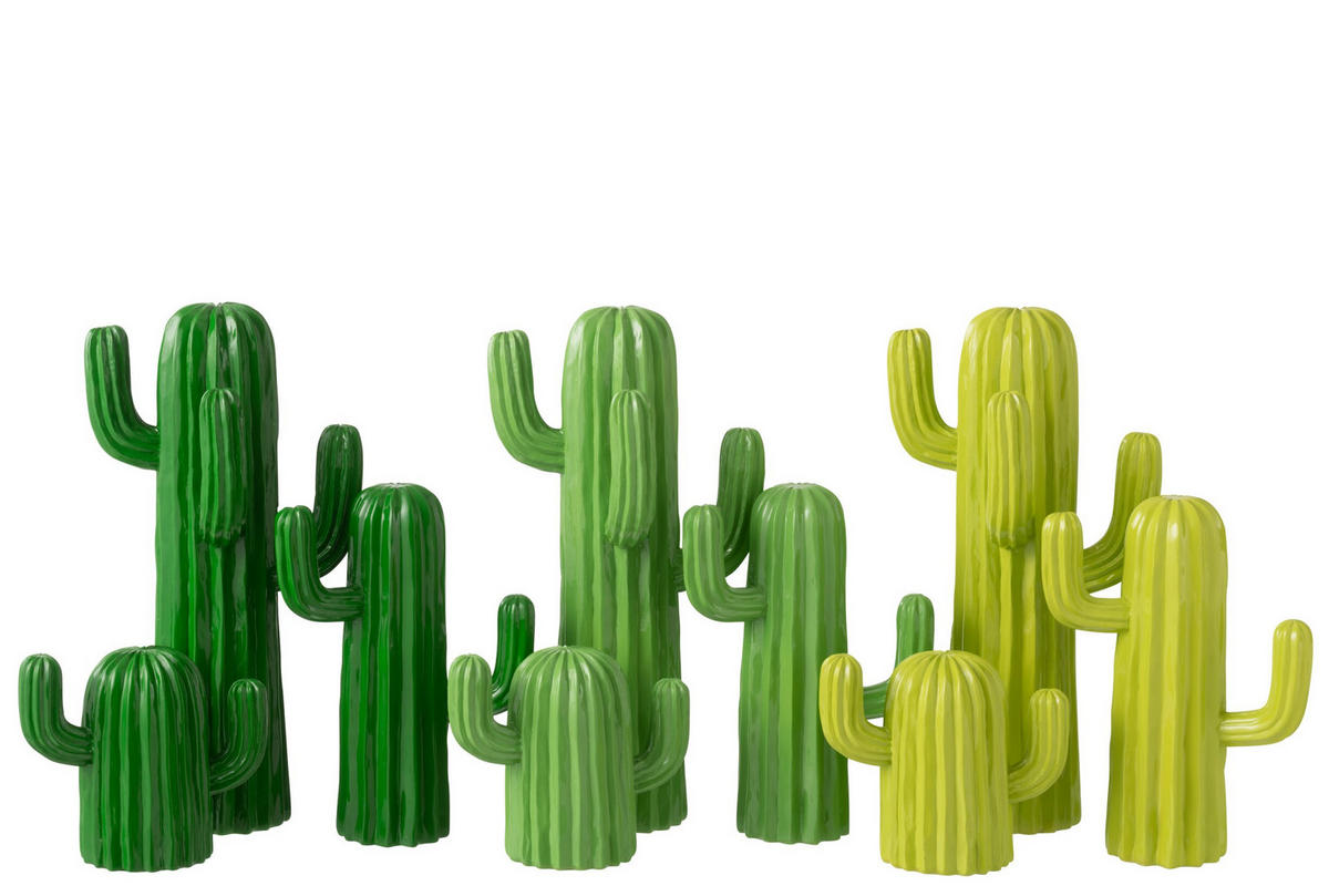 DEKOOBJEKT KAKTUS (3ER SET) - Grün, Glas/Naturmaterialien (17/42/22.5cm) - J-Line