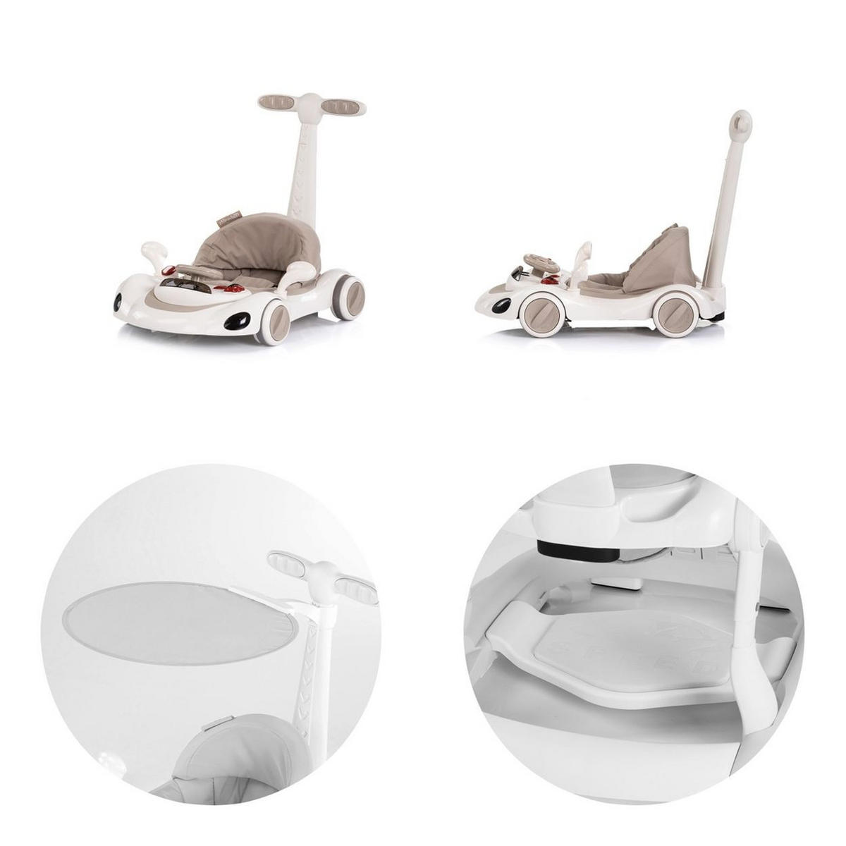 LAUFLERNHILFE Happy Walker beige 5 in 1 Schaukelfunktion Musik Lichter Räder - Beige, Kunststoff (68/61/76cm) - Chipolino