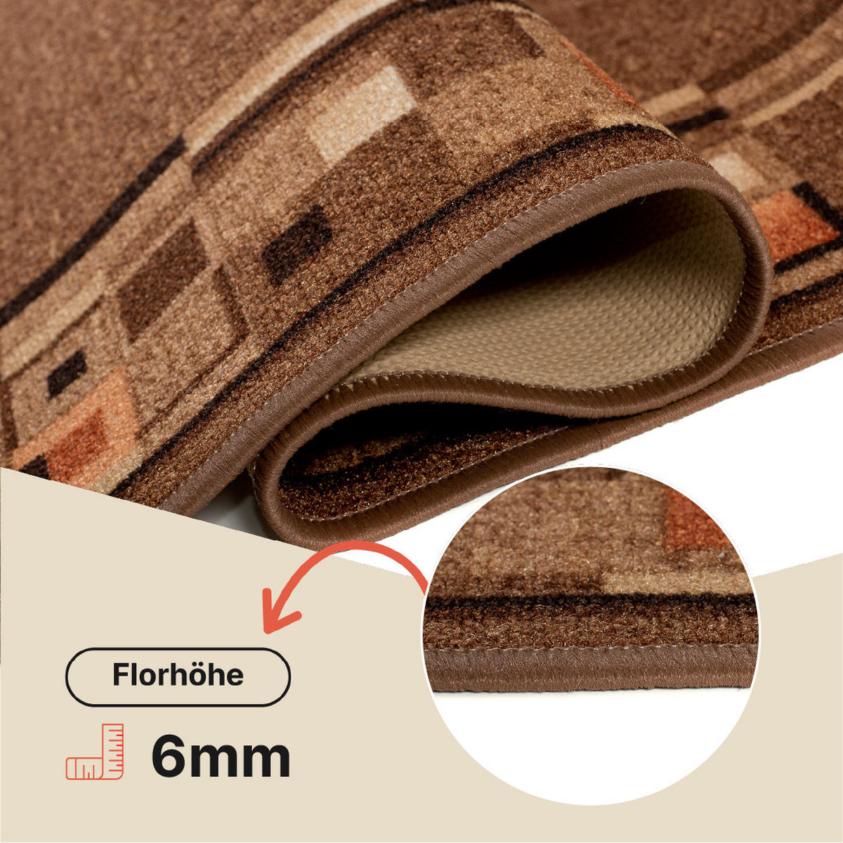 TEPPICHLÄUFER Anti-Rutsch Braun rutschfest Gummiunterlage 100/1500 cm - Braun, Textil (100/1500cm) - Tapiso