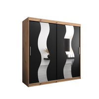 SCHWEBETÜRENSCHRANK 200/200/62 2-türig - Silberfarben/Schwarz, Holz/Kunststoff (200/200/62cm) - Abiks Möbel