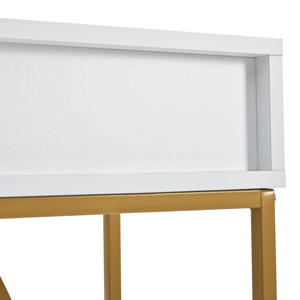 KONSOLENTISCH 110cm 2 Schubladen Weiß Gold Modern - Weiß, Holzwerkstoff (32/110/85cm) - FLIEKS