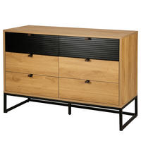 KOMMODE mit Schubladen - 120 cm - Eichefarben/Schwarz, Holzwerkstoff/Kunststoff (120/80/40cm) - home24