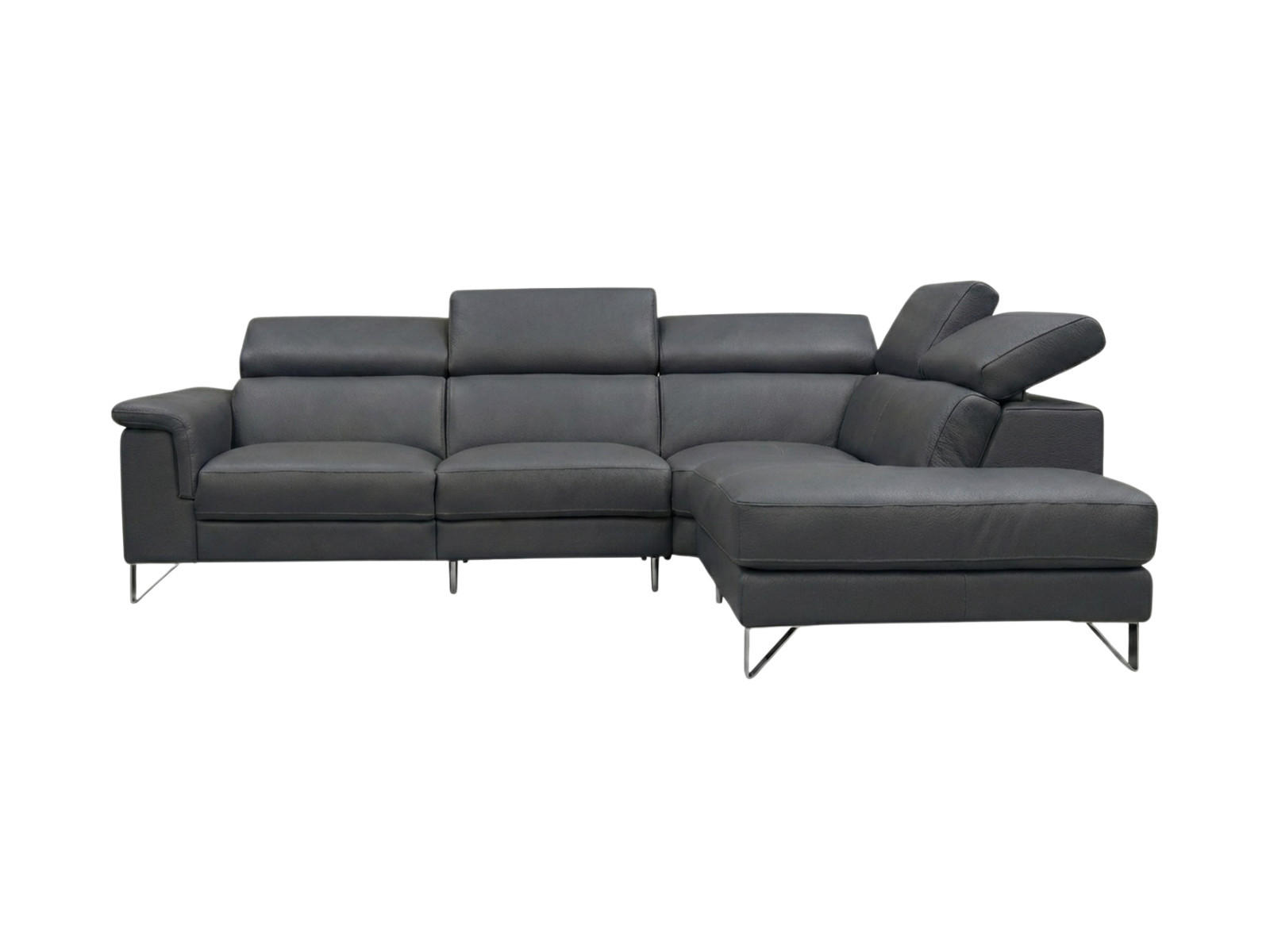 ECKSOFA Antares Echtleder Anthrazit - Anthrazit, Leder/Metall (276/224cm)