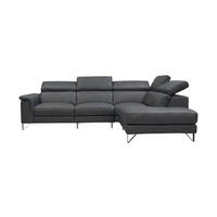 ECKSOFA Antares Echtleder Anthrazit - Anthrazit, Leder/Metall (276/224cm)