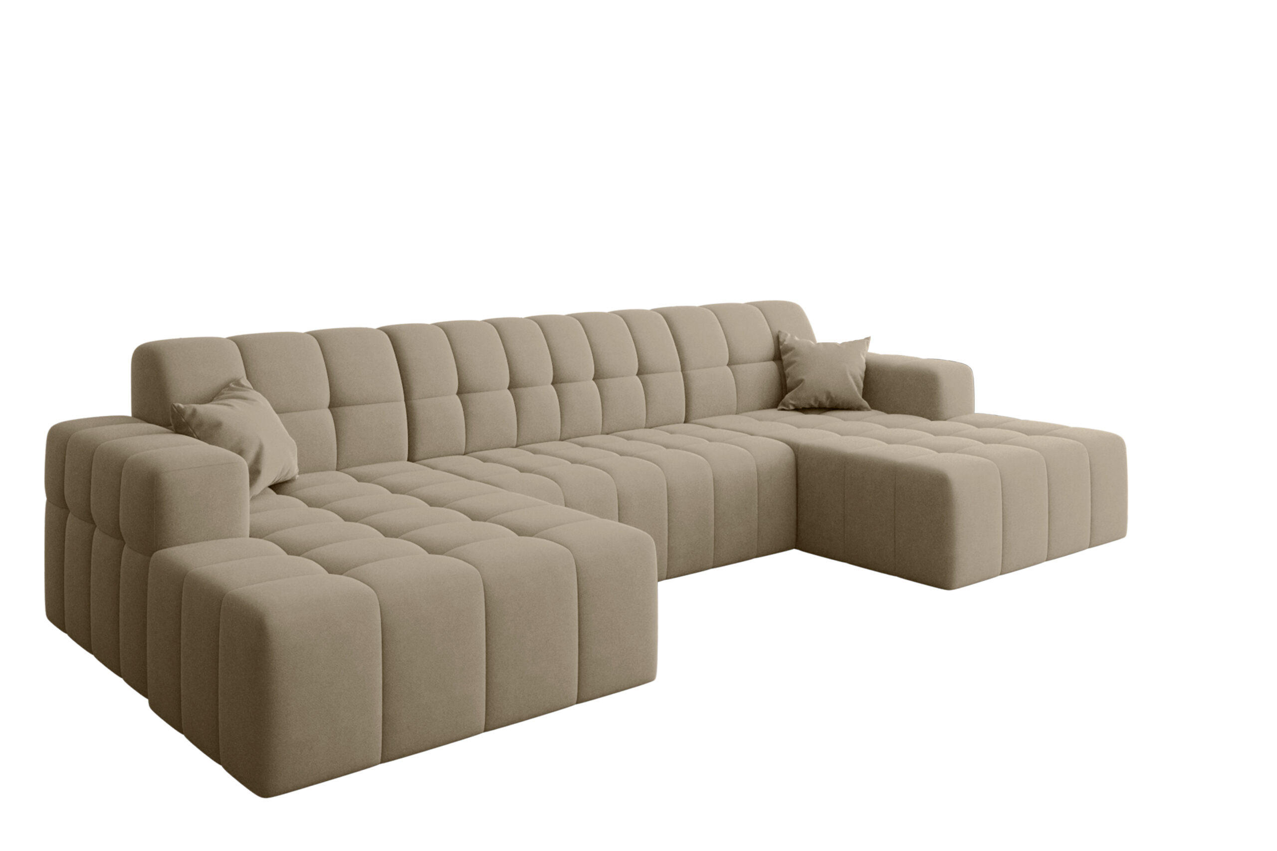 ECKSOFA U-Form Nimes Stoff Portland Beige - Beige, Holz/Textil (168/350cm) - Kaiser Möbel