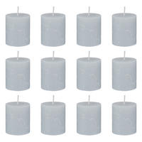 STUMPENKERZE (12er-Set) Rustic Ø6,8 x 13 cm - Hellgrau, Paraffin (7/8/7cm) - Butlers