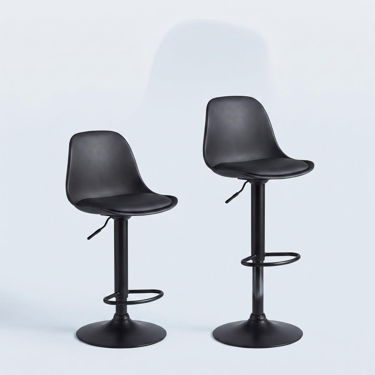 SCAUN Negru bar Set-2 reglabil pe înălțime cu spătar - negru, material plastic/metal (38/103/38cm) - Relaxdays