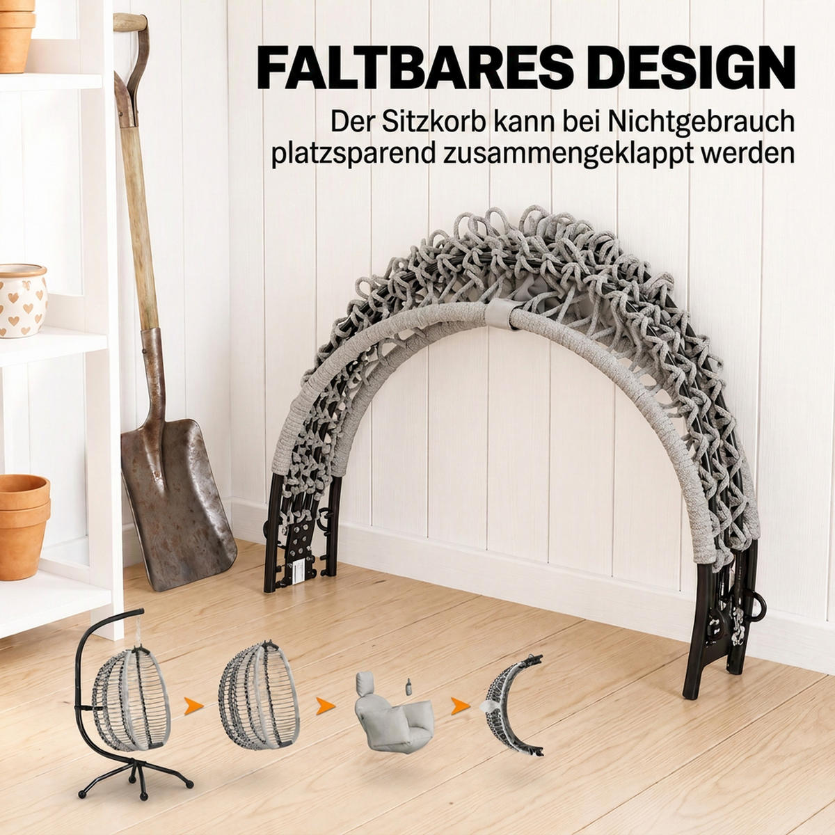 HÄNGESESSEL Grau 110.0/100.0/188.0 cm - Grau, Metall (100/188/110cm)