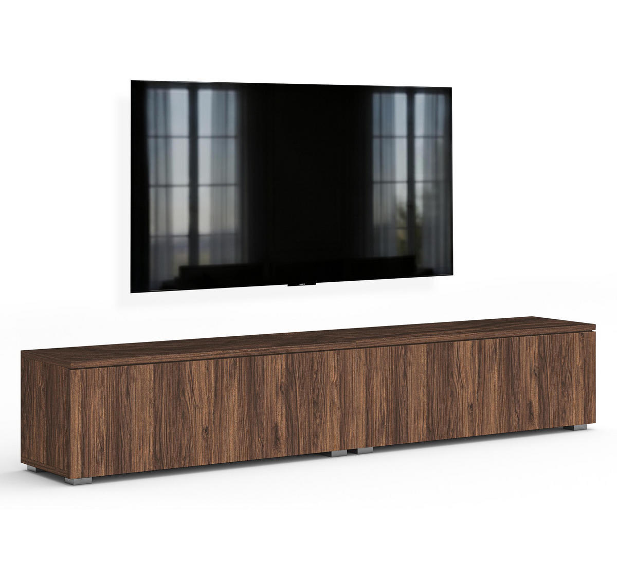 LOWBOARD Barvo 2x100 Nussbaum Warmia 200/36,5/32 cm – hängend oder stehend - Nussbaumfarben, Holzwerkstoff/Kunststoff (200/36.5/32cm) - AX Living