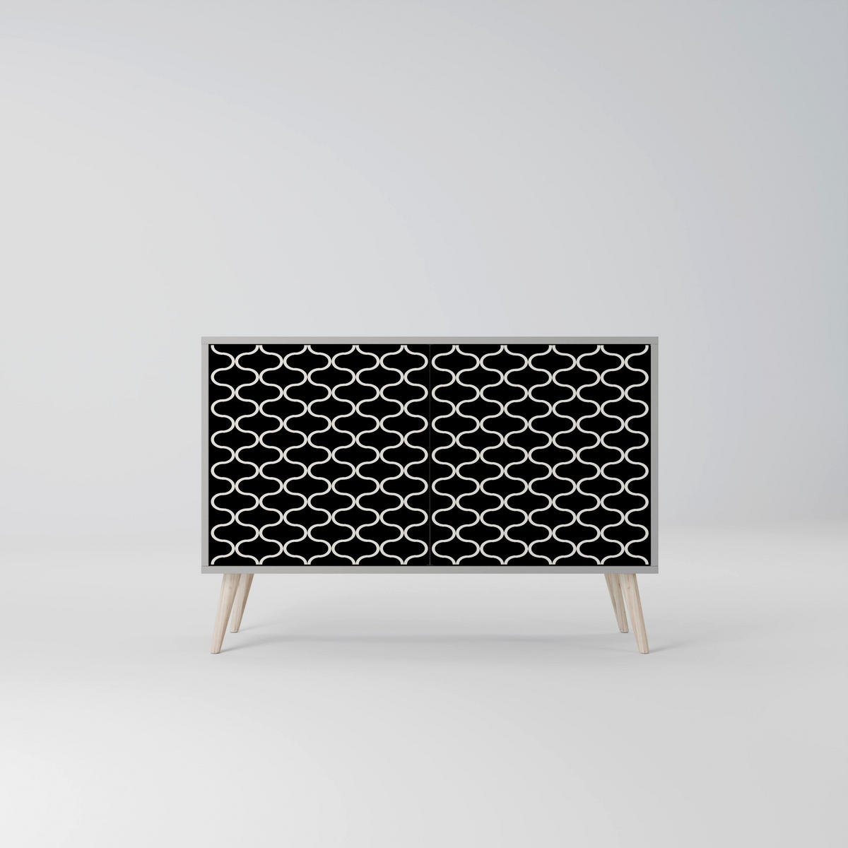 SIDEBOARD TESSELATED BLACKNESS, Eicheneffekt, 111x42x77,5 cm, 2 Türen - Eichefarben/Buchefarben, Holzwerkstoff/Buchenholz (111/77.5/42cm) - SpaceRebels