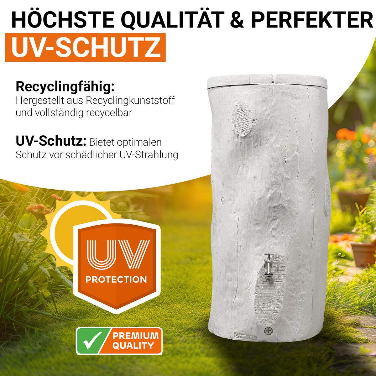 STOCK Regentonne 250 L, grey - Grau, Kunststoff (60/119/60cm) - GARANTIA