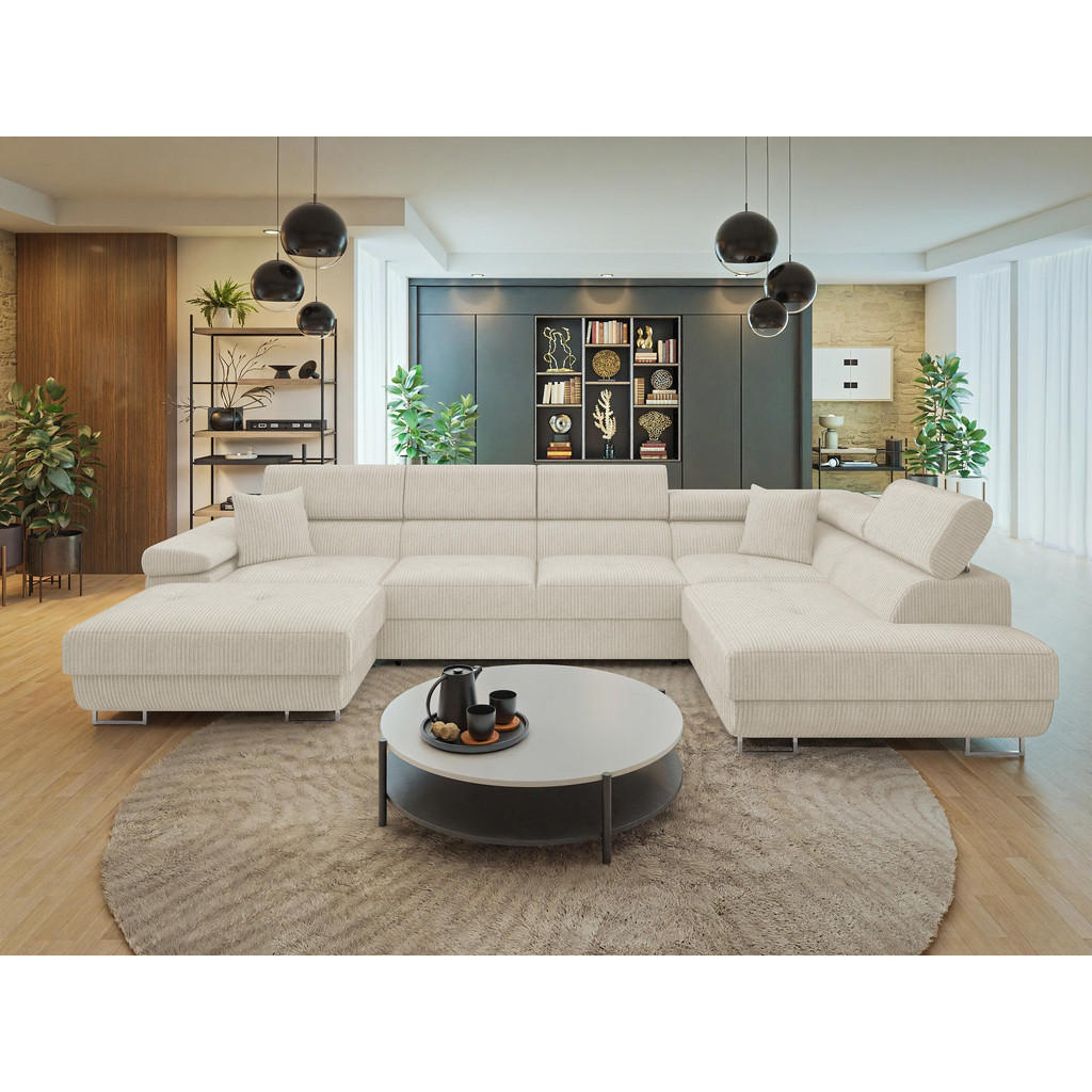 Thumbnail - Mirjan24 Wohnlandschaft, Beige, Textil, 7-Sitzer, rechts montierbar,Rechteckig, 346x90x203 cm, Wohnzimmer, Sofas & Couch...