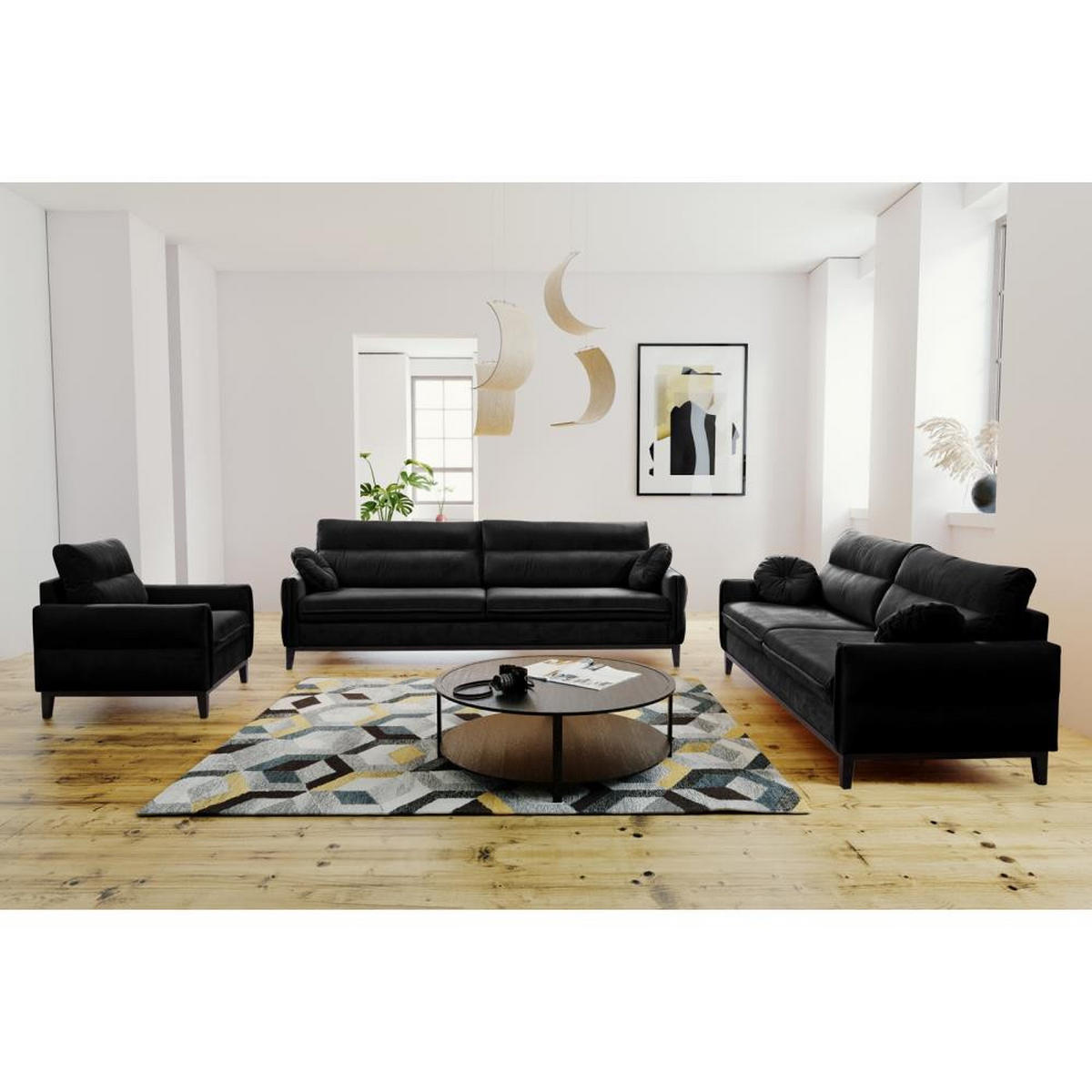 SOFA 2-SITZER Belweder Velours schwarz - Wengefarben/Schwarz, Holz/Textil (218/95/94cm) - Beautysofa