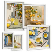 BILDER SET 5er Set - 50x50 cm & 20x30 cm & 40x60 cm Weißer Rahmen - Patio Sun Limonade - Weiß, Kunststoff (40/60cm) - TULUP