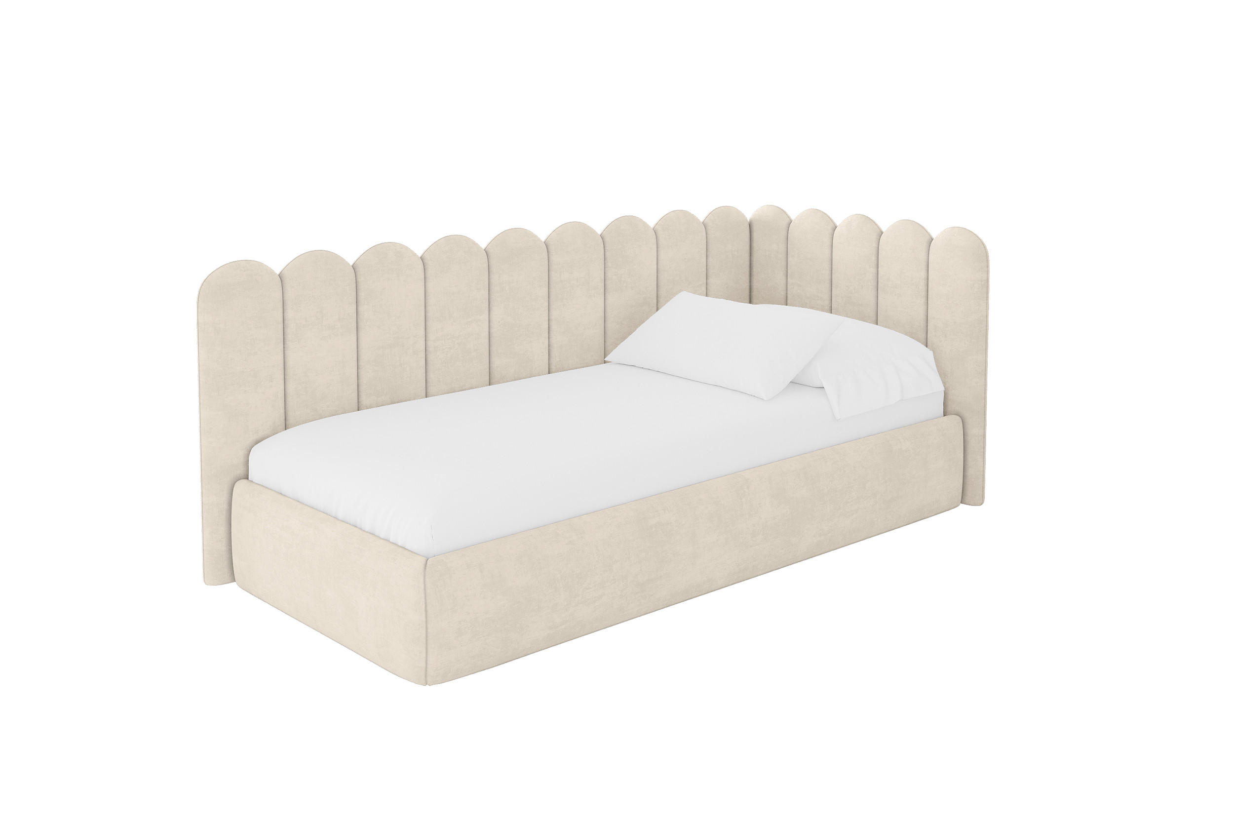 EINZELLBETT Jugendbett mit Bettkasten und Matratze H3/H4, Links - ARTY 90x200 Beige - Beige, Holzwerkstoff/Textil (90/200cm) - ALTDECOR