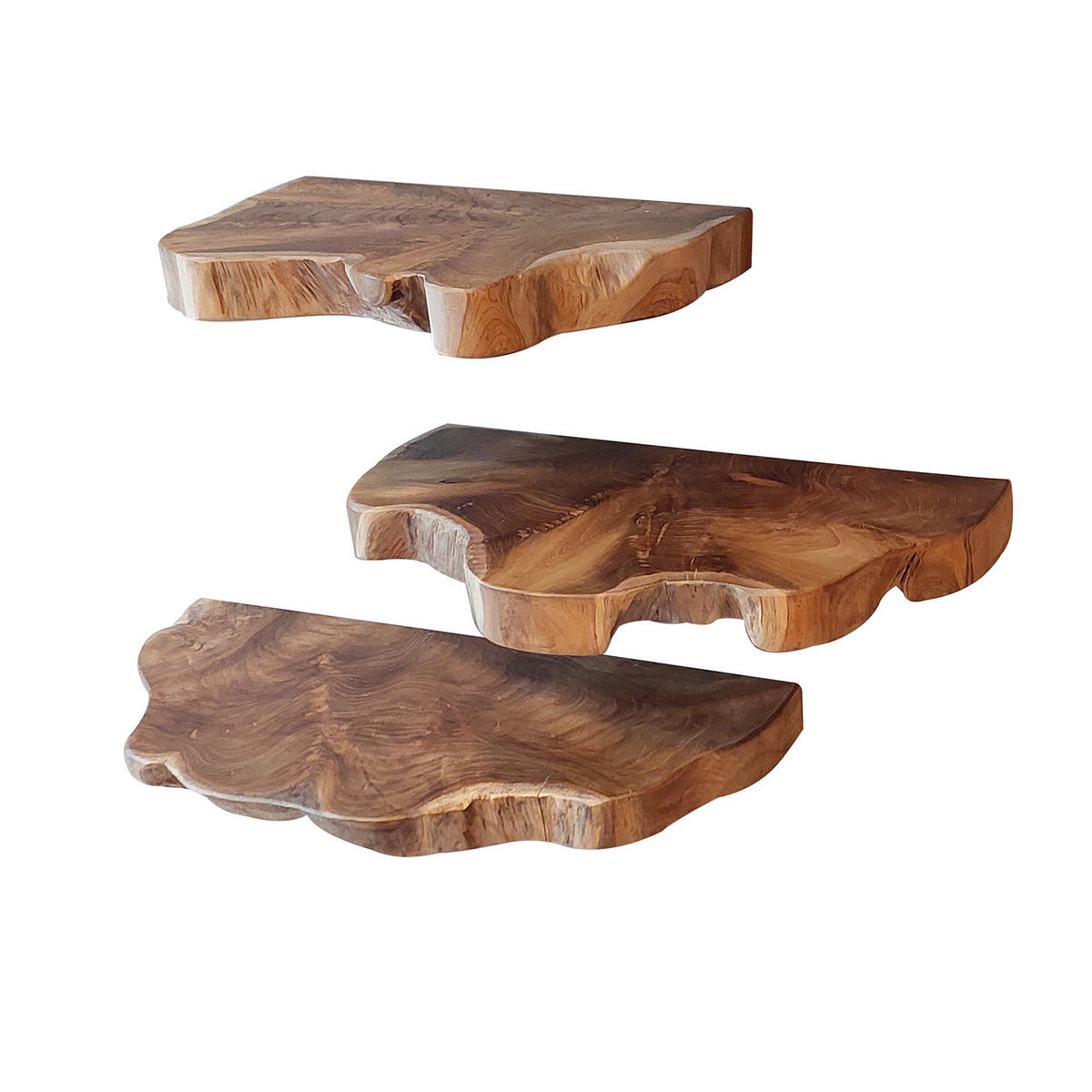 WANDREGAL Line Braun 25/55/ 4 cm 3er-Set - Braun, Holz (55/4/25cm) - Hoyz Collection