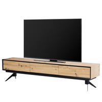 TV-LOWBOARD - Eiche Dekor / Schwarz - Eichefarben/Schwarz, Holzwerkstoff/Metall (200/46/40cm) - home24