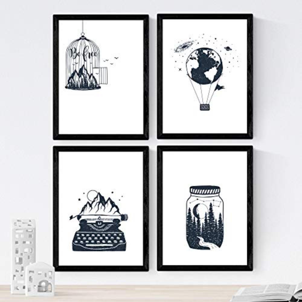 POSTER Set mit 4 Freier Wald A3 Rahmenlos - Klar, Papier (29.7/3cm) - Nacnic