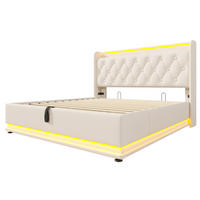 POLSTERBETT aus PU 160x200 cm Weiß mit Bettkasten, LED-Beleuchtung, USB- und Typ-C-Anschluss - Weiß, Leder (160/200cm) - IVMEU