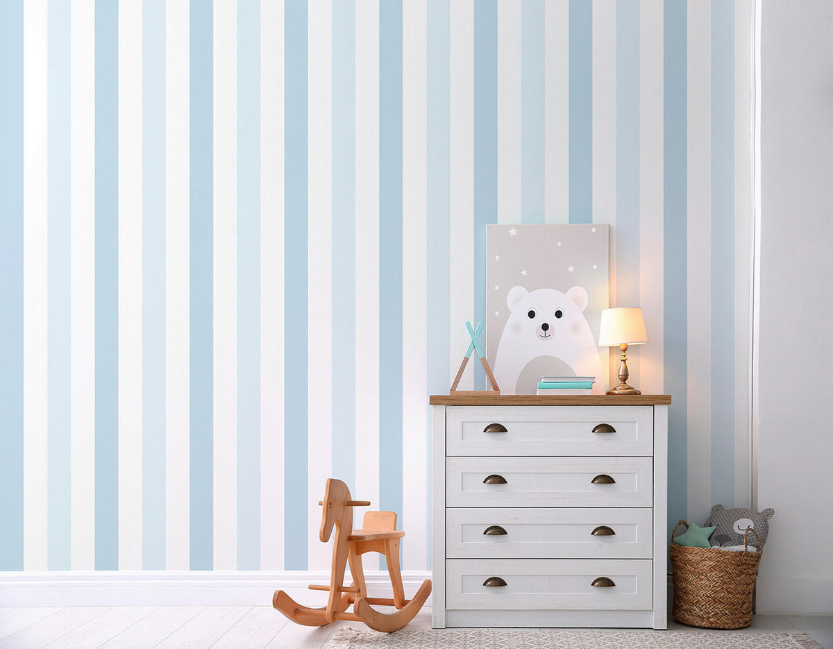 TAPETE Streifen 53 cm x 10 m - Blau, Papier (53/0.1cm) - Sanders & Sanders