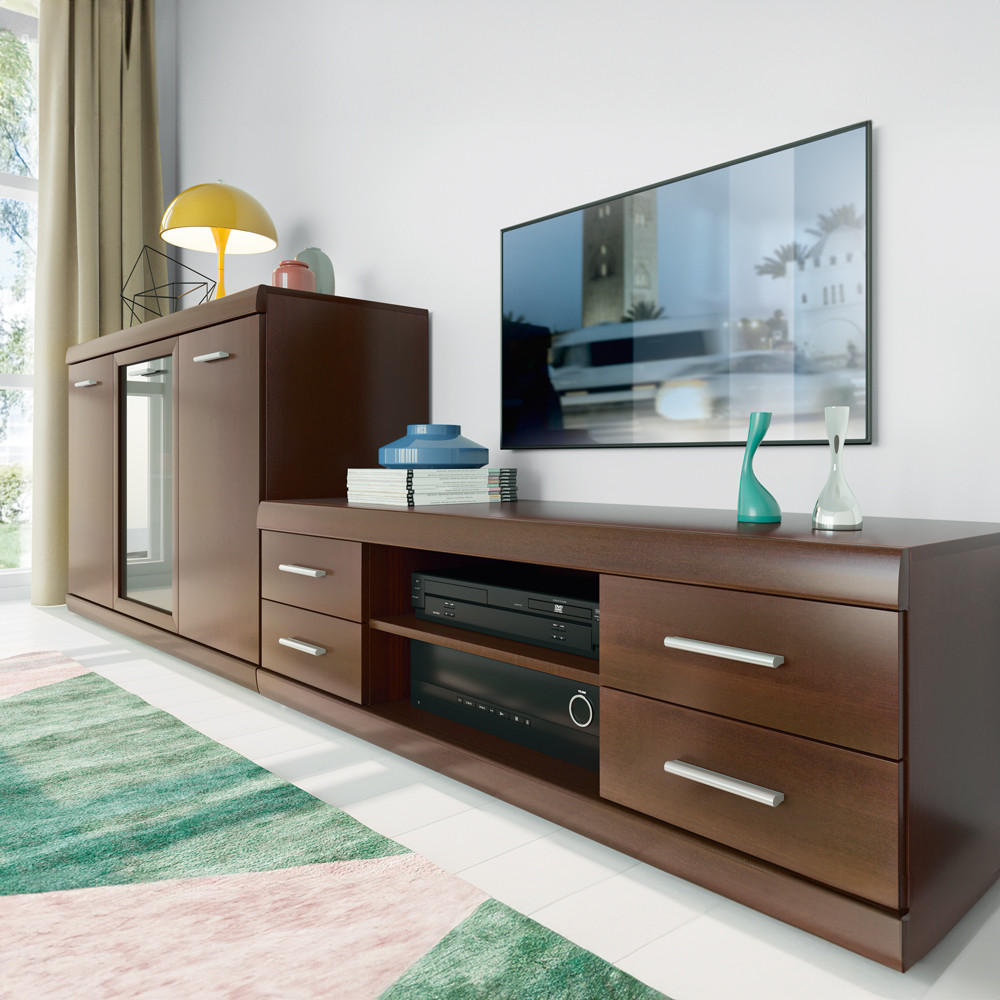 WOHNZIMMER-SET 2-TLG. Imperia-129 - Braun, Holzwerkstoff (280/89/45cm) - Lomado
