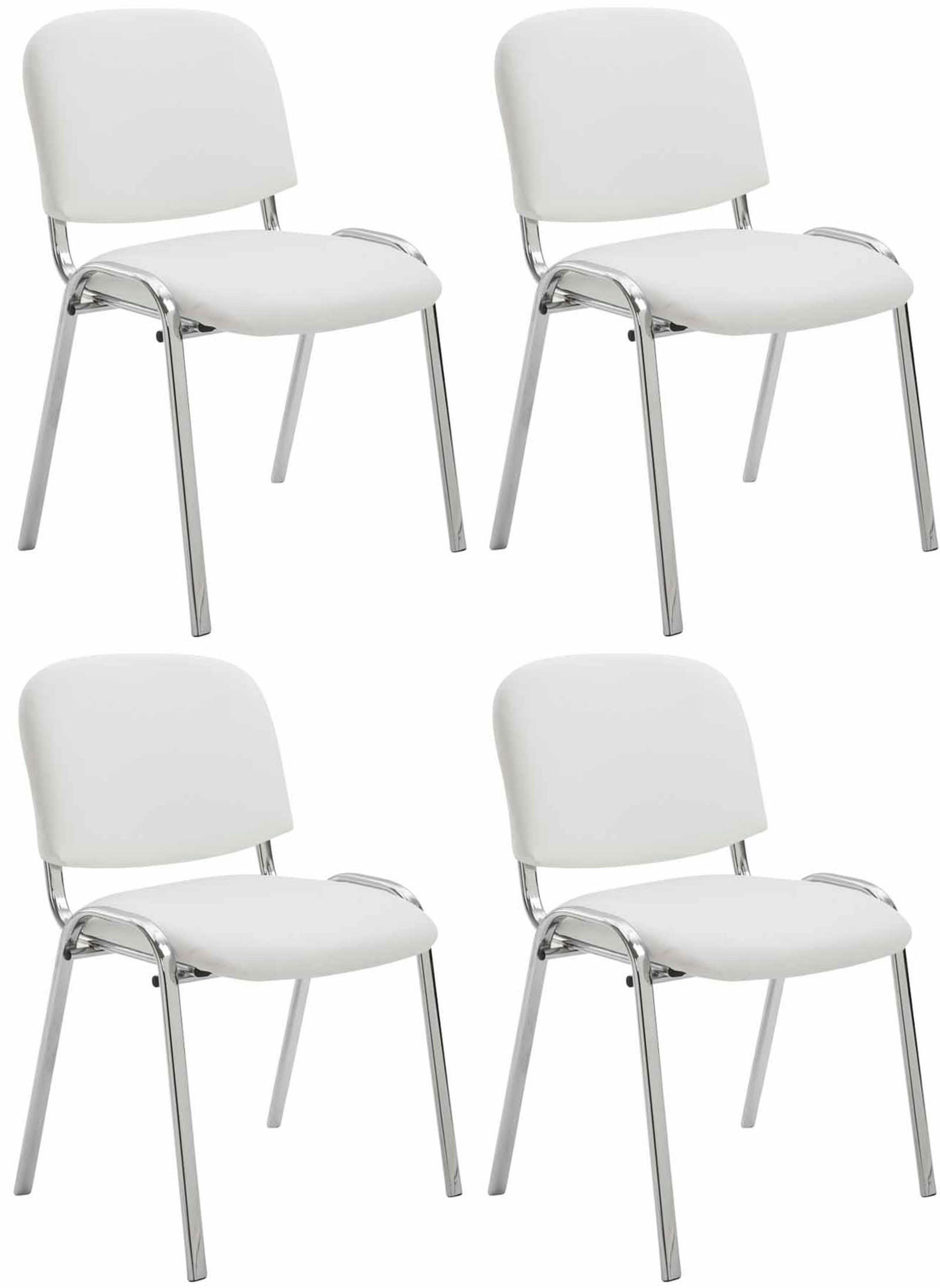 BESUCHERSTUHL 4er Set Lederlook weiß - Weiß, Textil/Metall (54/79/48cm) - CLP