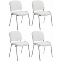BESUCHERSTUHL 4er Set Lederlook weiß - Weiß, Textil/Metall (54/79/48cm) - CLP