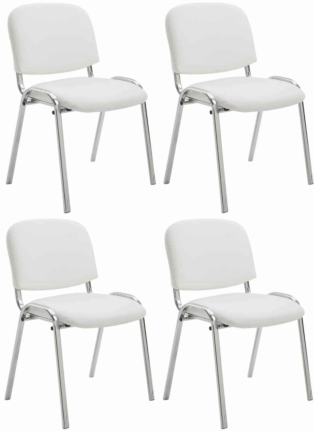 BESUCHERSTUHL 4er Set Lederlook weiß - Weiß, Textil/Metall (54/79/48cm) - CLP