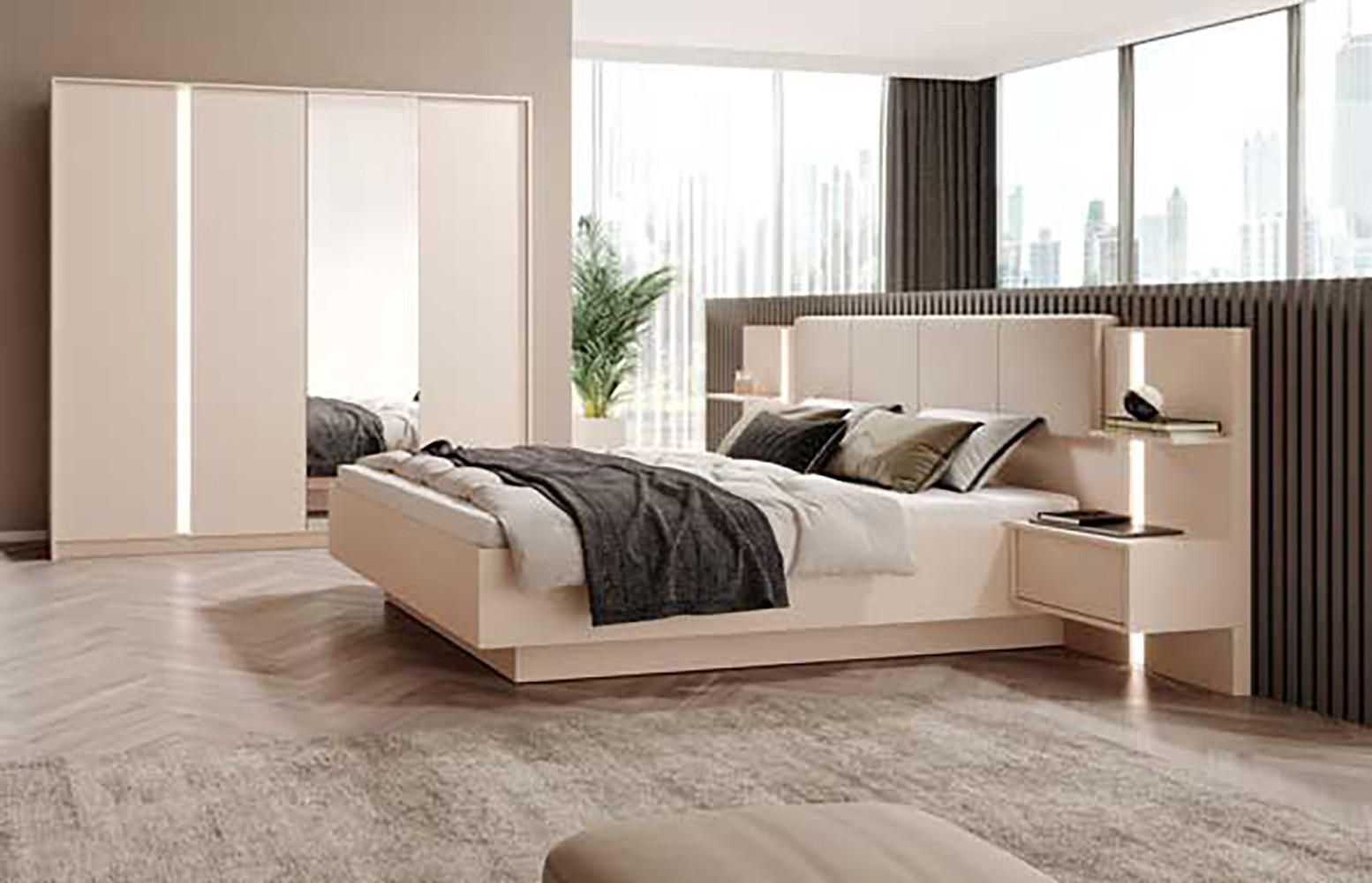 SCHLAFZIMMER-SET Dast Beige 2-teilig - Beige, Holz/Holzwerkstoff (160/200cm) - Feldmann-Wohnen