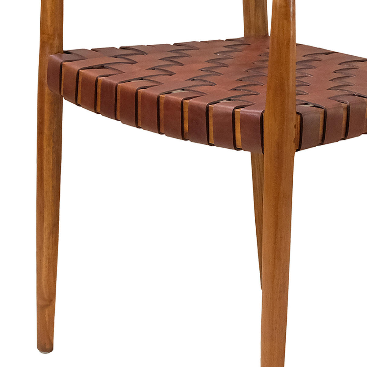 ARMLEHNENSTUHL - Echtleder / Teak massiv - Cognac, Leder/Holz (54/80/50cm) - home24