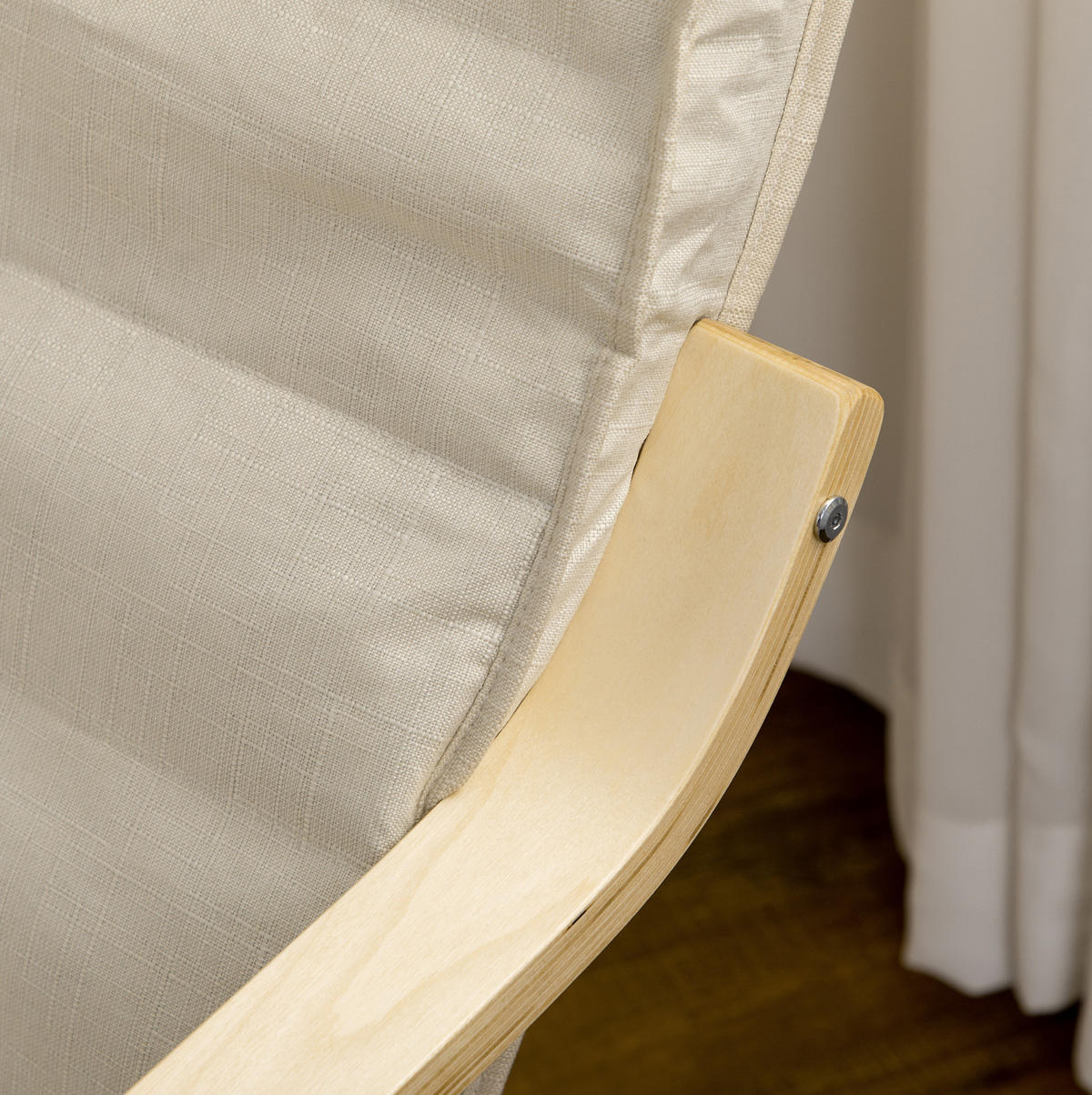RELAXSESSEL Freischwinger mit verstellbarer Fußstütze Birkenholz, Stoffbezug 66,5/94/100 cm Cremeweiß - Creme, Textil (94/100/66.5cm) - Redom