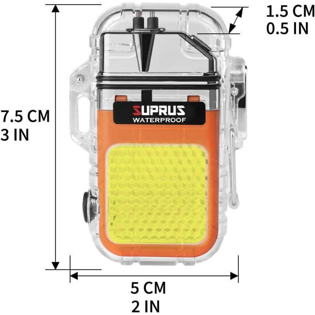 FEUERZEUG Plasma wiederaufladbar mit Taschenlampe und Pfeife Orange - Orange, Kunststoff (5.1/1.5/7.5cm)