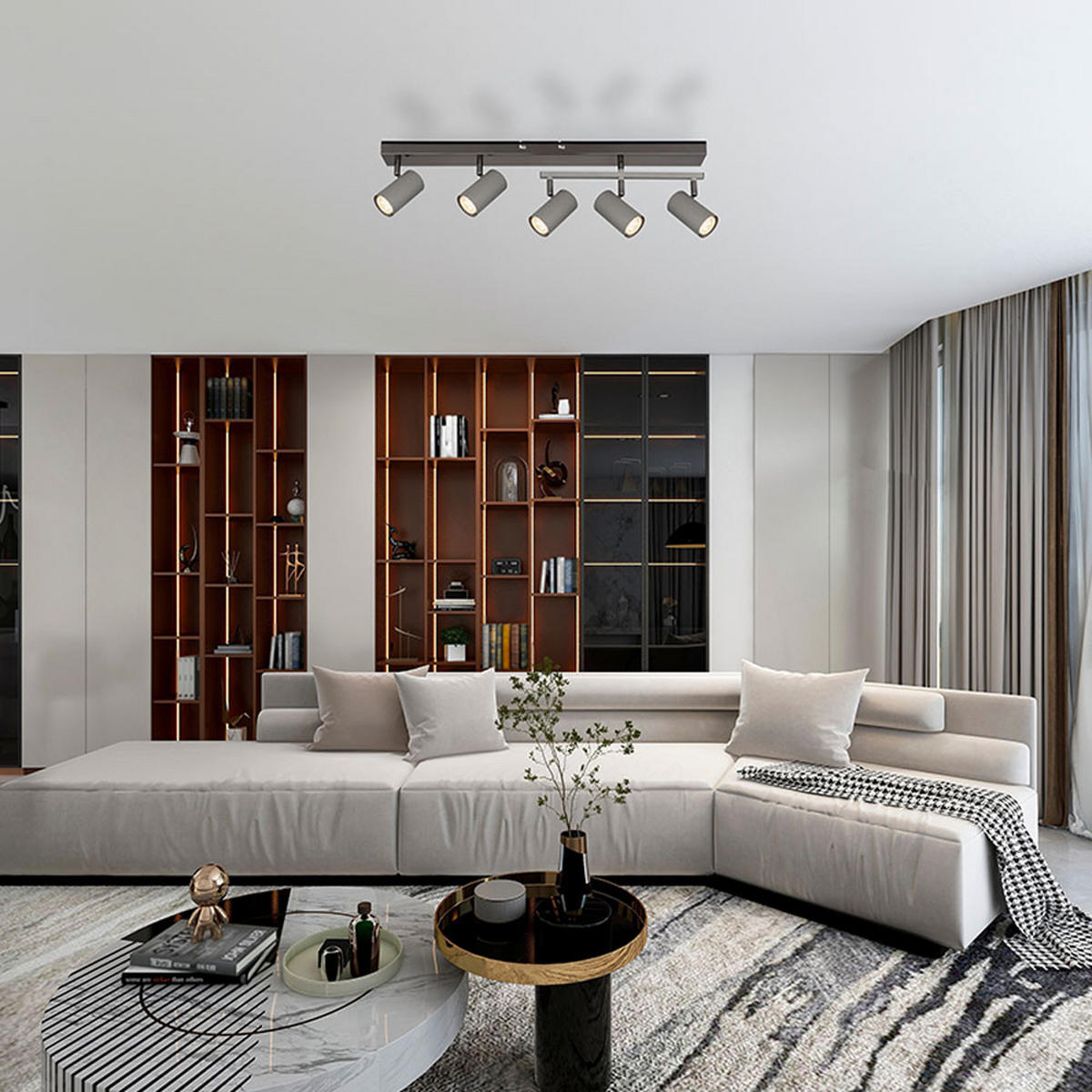 DECKENLEUCHTE Robby Grau Schwarz - Grau, Metall (70/35/17cm) - Globo Lighting