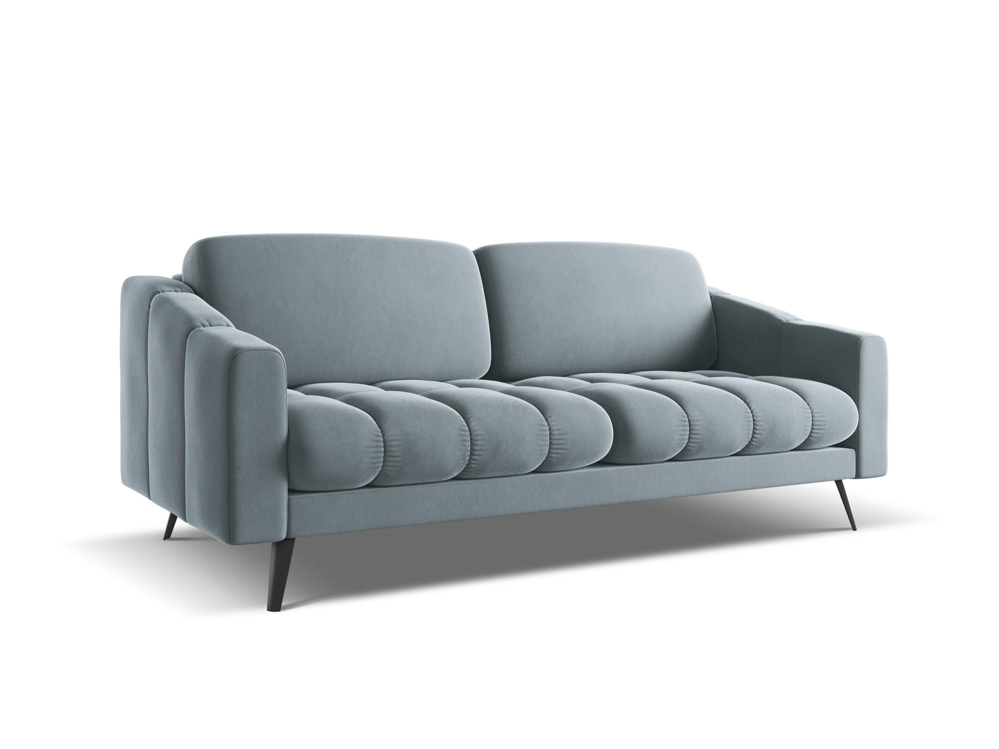 3-SITZER SOFA Samt Stoff Blau - Blau/Schwarz, Textil/Metall (202/80/95cm) - Makamii