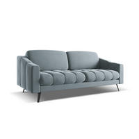 3-SITZER SOFA Samt Stoff Blau - Blau/Schwarz, Textil/Metall (202/80/95cm) - Makamii