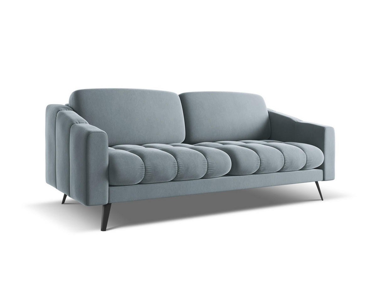 3-SITZER SOFA Samt Stoff Blau - Blau/Schwarz, Textil/Metall (202/80/95cm) - Makamii