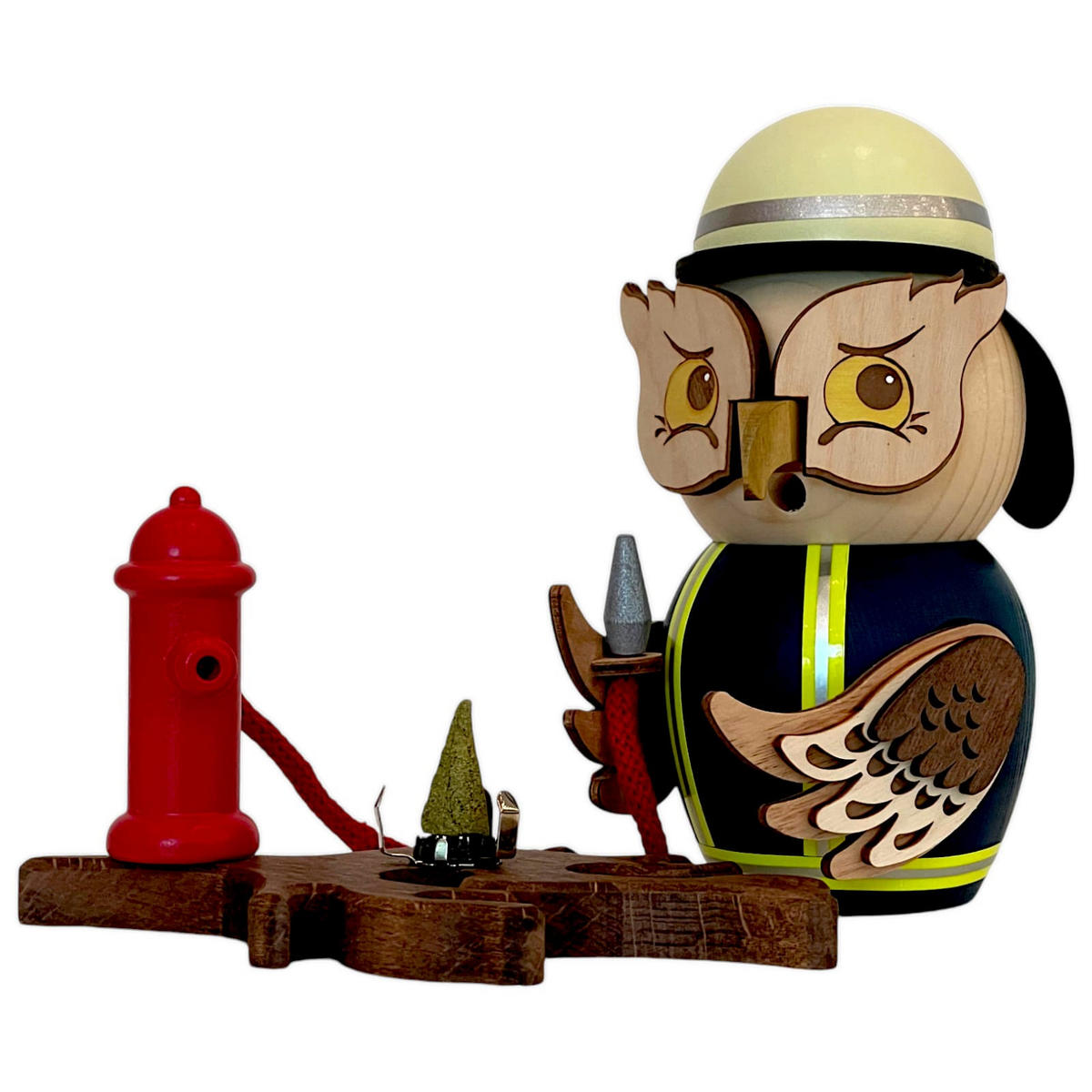 RAUCHFIGUR Eule Feuerwehr 15 cm - Multicolor, Holz (10/15/10cm)