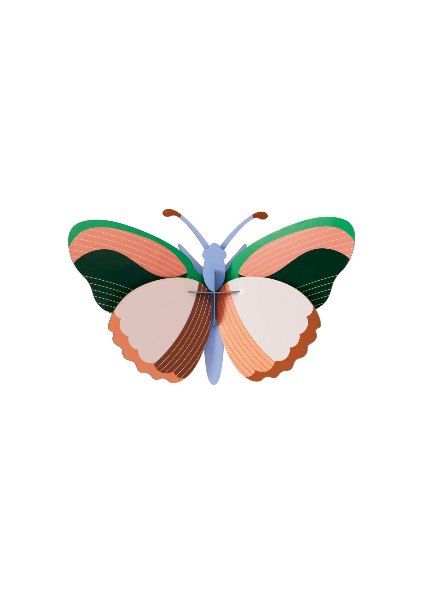 WANDDEKO Pfirsichflattern 8.5/16.5 cm - Multicolor, Wellpappe (8.5/16.5/27cm) - KUNSTLOFT