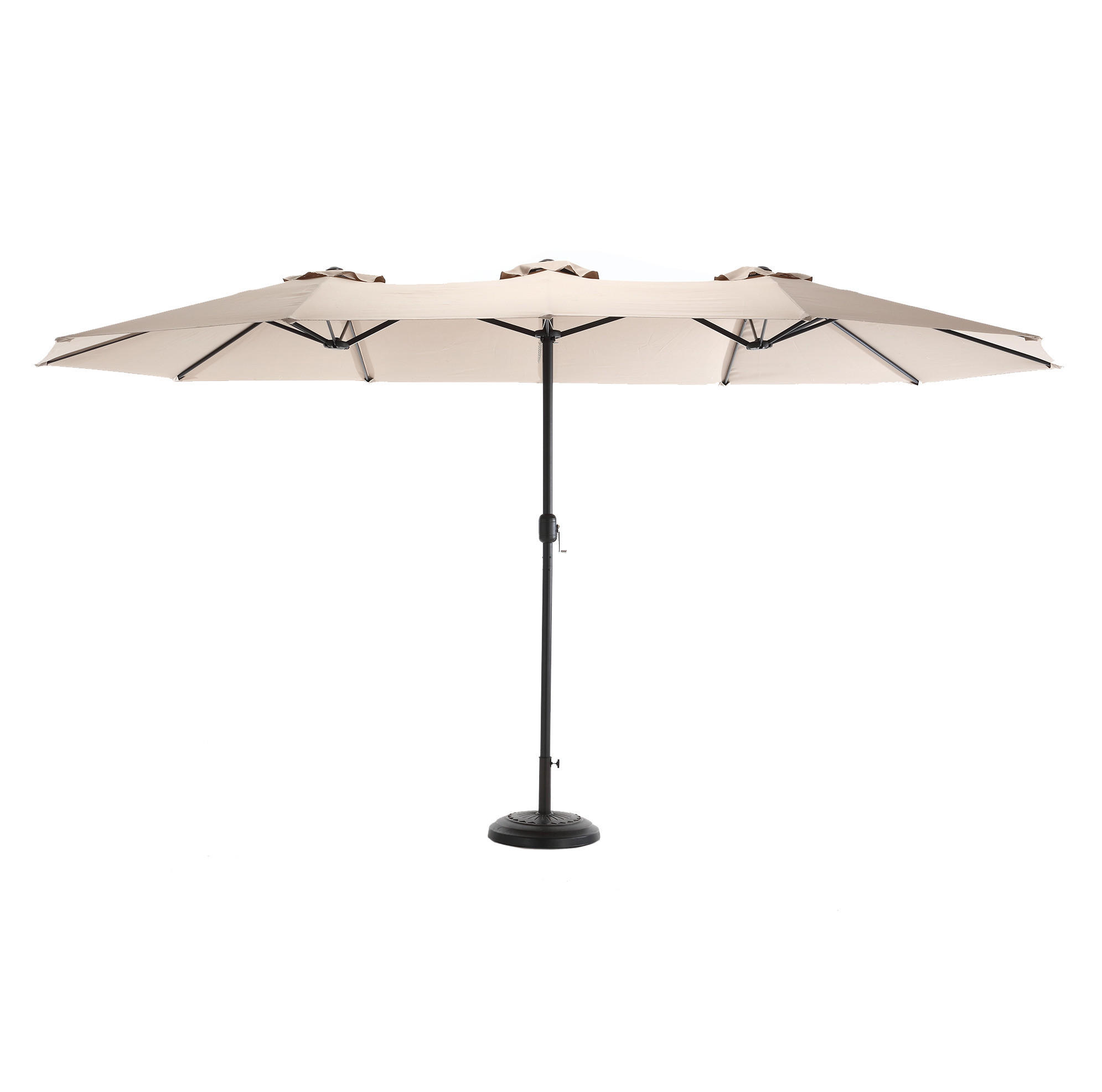 DOPPELSCHIRM aus Stahl 453x267x255 cm in Beige mit Kurbelmechanismus - Beige, Metall (267/453cm) - Modfu