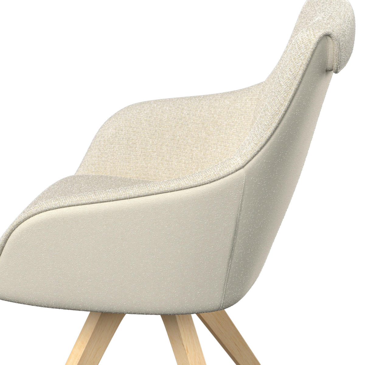 ARMLEHNSTUHL Serena Creme Chenille/Leinenoptik Drehbar - Creme, Holz (62/86/65cm) - Bessagi Home