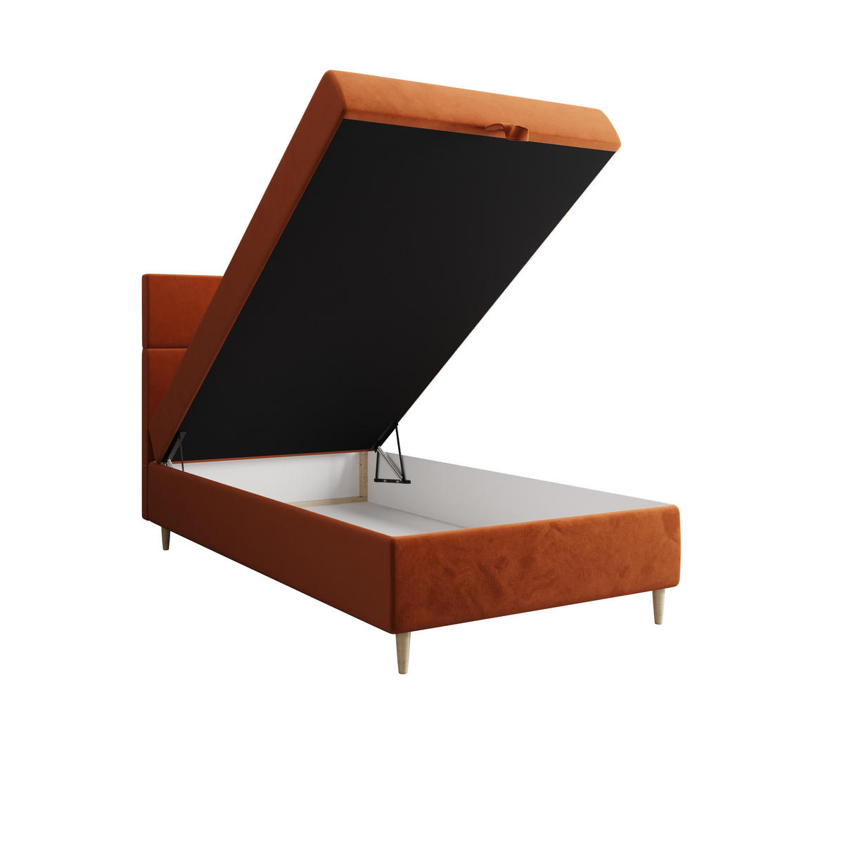 BOXBETT FLO 100x200 Itaka 01, mit Matratze H3, Bonell und Topper, Braun - Braun, Holz/Textil (100/200cm) - Bedante