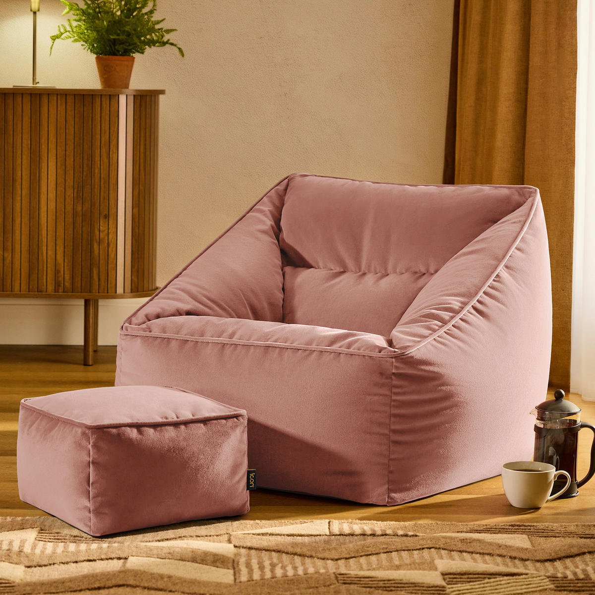 SITZSACK Sessel Natalia mit Hocker Amara - Pink, Textil (70/65/70cm) - icon