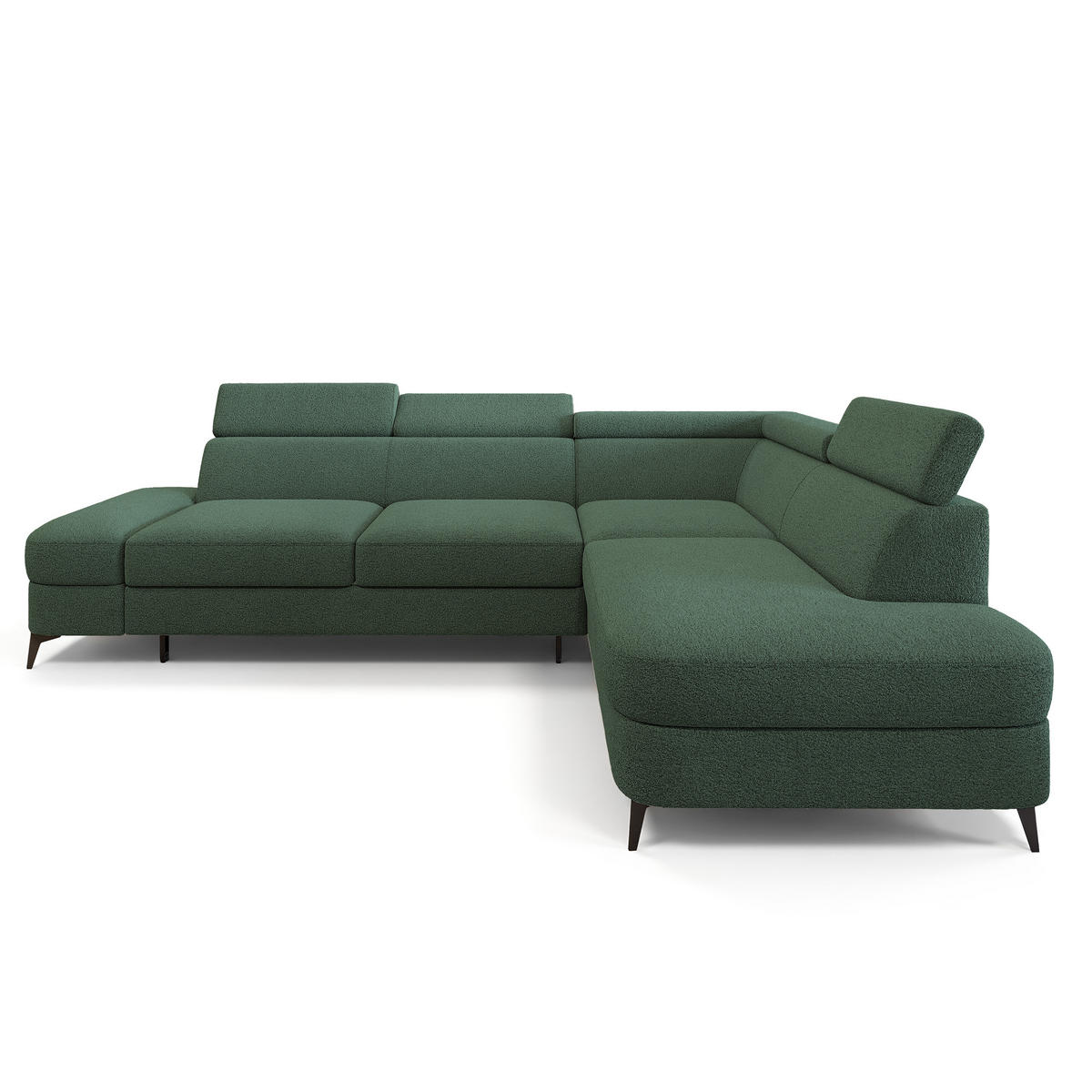 ECKSOFA AVISE Q R-S Grün Boucle-Stoff mit Schlaffunktion - Grün, Holzwerkstoff/Textil (268/195cm) - MASSENO