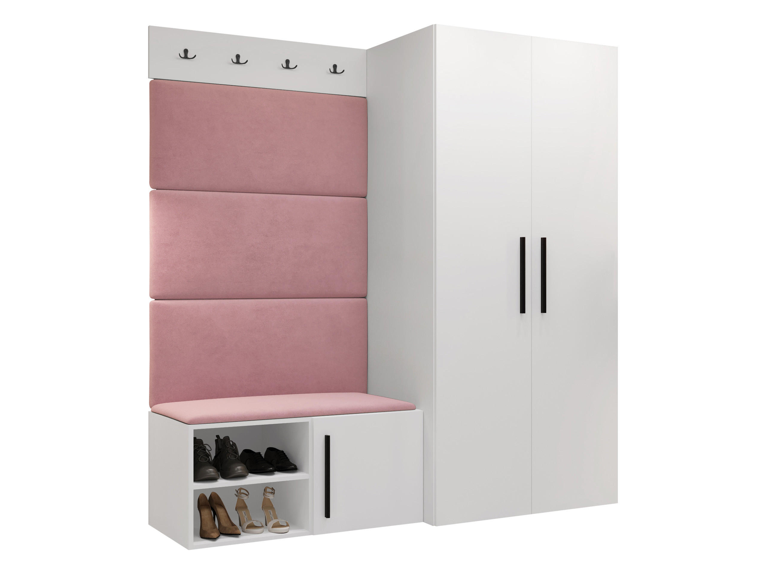 GARDEROBEN-SET Medi I - Hellrosa/Schwarz, Holzwerkstoff/Kunststoff (80/191/50cm) - MIRJAN24