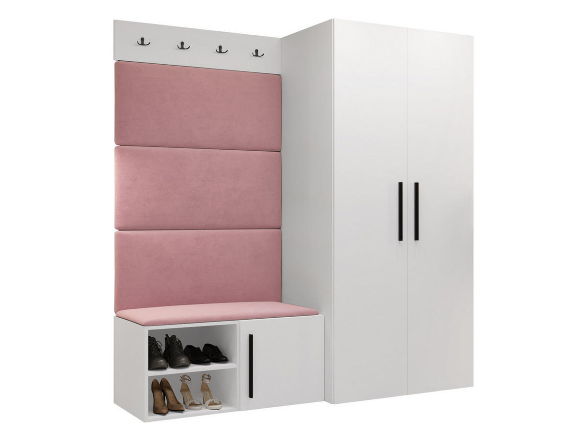 GARDEROBEN-SET Medi I - Hellrosa/Schwarz, Holzwerkstoff/Kunststoff (80/191/50cm) - MIRJAN24