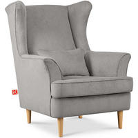 OHRENSESSEL STRALIS inklusive dekorativem Kissen, Grau - Silberfarben, Textil (82/108/80cm) - KONSIMO®