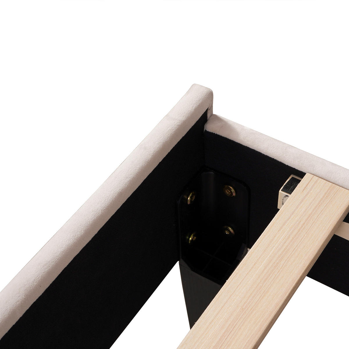 KINDERBETT 90x200 cm Blumen Kopfteil Lattenrost Samt beige - Beige, Holz (90/200cm) - LEBENLANG