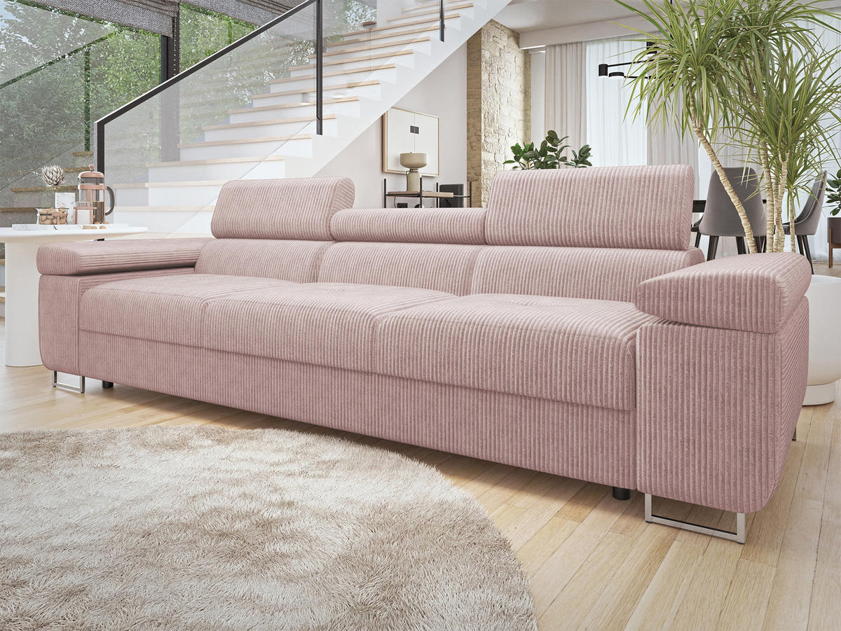 SOFA Torezio 3 Cord - Rosa, Holz/Textil (263/90/102cm) - MIRJAN24